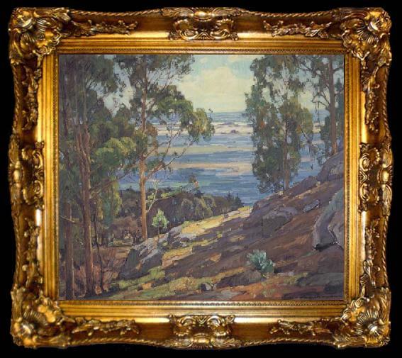 framed  William Wendt Eucalyptus Trees and Bay, ta009-2